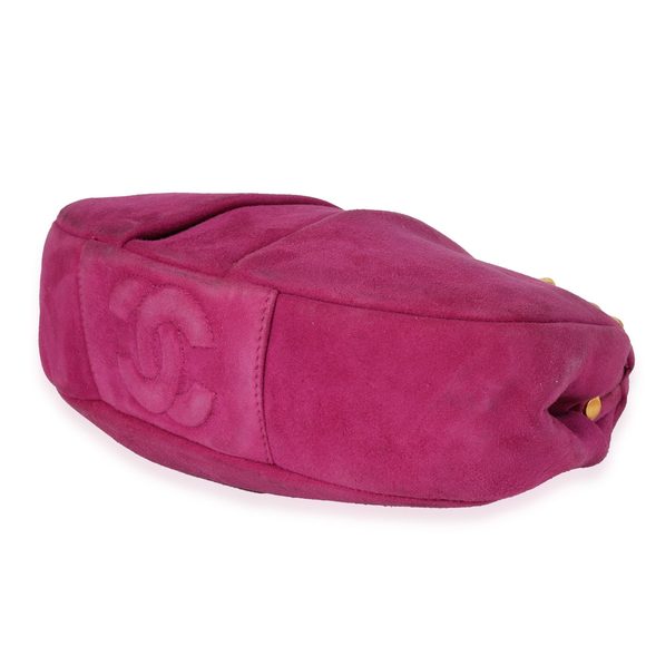 Chanel Vintage Fuchsia Pleated Suede Frame Bag - Picture 7 of 8